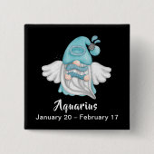 Gnome Aquarius Astrology Sign Angel Pinback Button (Voorkant)