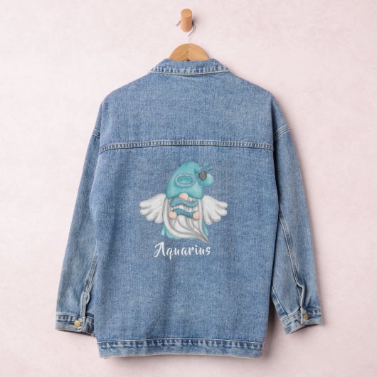 Gnome Aquarius Zodiac Astrologie Teken Engel Vrouw Denim Jacket (Hangar)