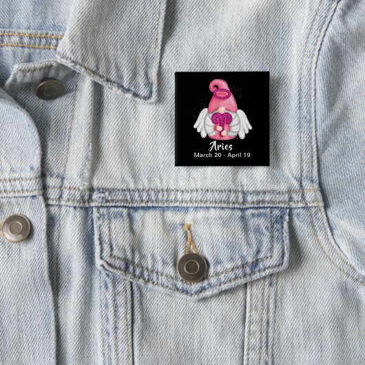 Gnome Aries Astrology Sign Angel Pinback Button (In situ)