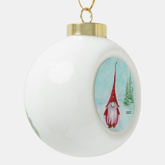 Gnome Artsy Holiday Ceramic Ornament (Links)