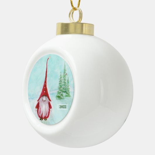 Gnome Artsy Holiday Ceramic Ornament (Rechts)