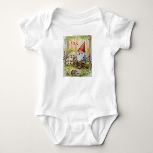 Gnome baby one piece customize name                romper (Voorkant)