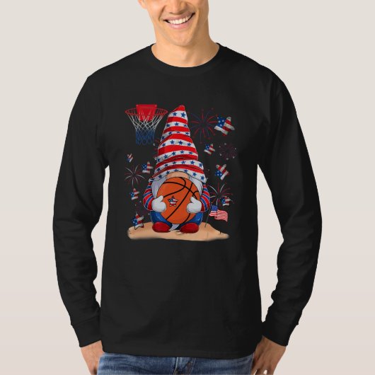 Gnome Basketball 4th July Red White Blue Boys Kids T-shirt (Voorkant)