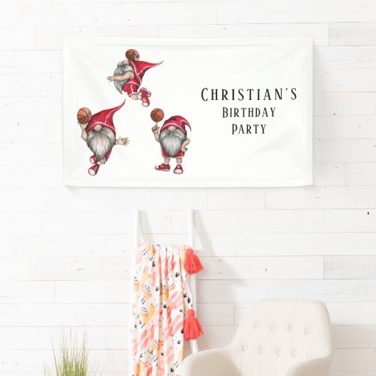 Gnome Basketball Theme Birthday Party Spandoek (Insitu)