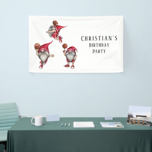 Gnome Basketball Theme Birthday Party Spandoek (Beurs)