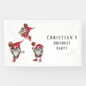 Gnome Basketball Theme Birthday Party Spandoek (Horizontaal)