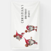 Gnome Basketball Theme Birthday Party Spandoek (Verticaal)