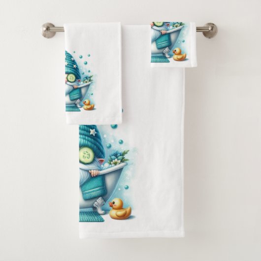 Gnome Bath Towel Set-Hand, Bath, Washcloth Bad Handdoek (Insitu)