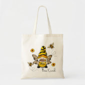 Gnome Bee Kind Sunflower Canvas tas (Voorkant)