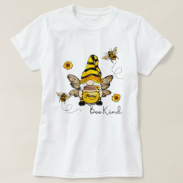 Gnome Bee Kind Sunflower Ladie T-Shirt is