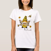 Gnome Bee Kind Sunflower Ladie T-Shirt is (Voorkant)