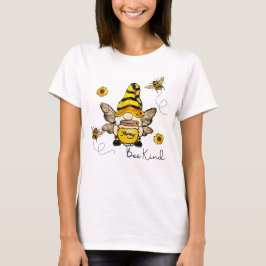 Gnome Bee Kind Sunflower Ladie T-Shirt is