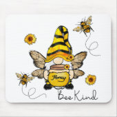 Gnome Bee Kind Sunflower Mousepad Muismat (Voorkant)