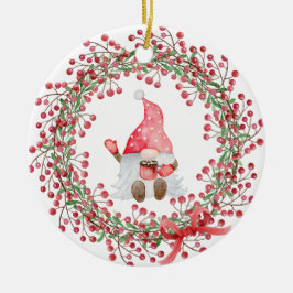 Gnome Berry Wreath Keramisch Ornament