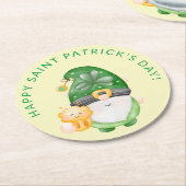 Gnome Bier Happy Saint Patrick's Day Party Ronde Kartonnen Onderzetter (Gebogen)