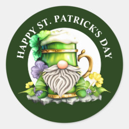 Gnome biergorgel St Patrick's day groen goud Ronde Sticker