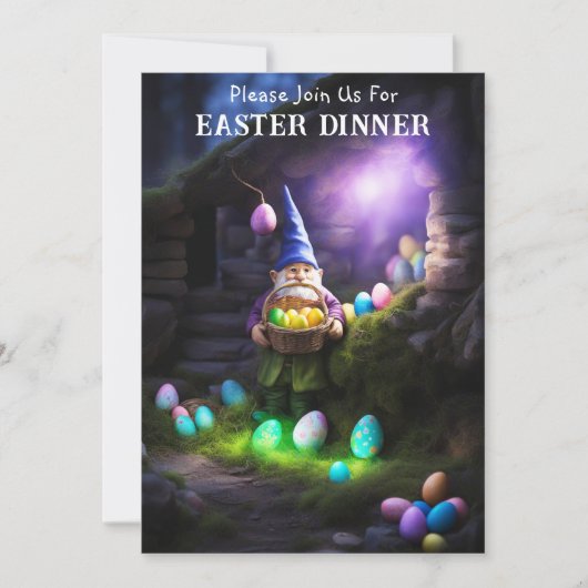 Gnome bij Nacht & Eieren Paasdiner Kaart (Voorkant)