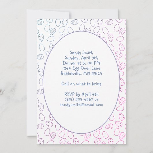 Gnome bij Nacht & Eieren Paasdiner Kaart (Achterkant)