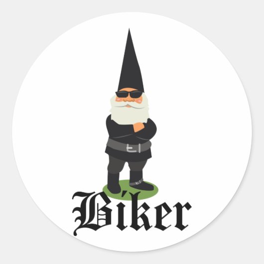 Gnome Biker Ronde Sticker (Voorkant)