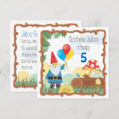 Gnome Birthday Uitnodiging (Voorkant / Achterkant)
