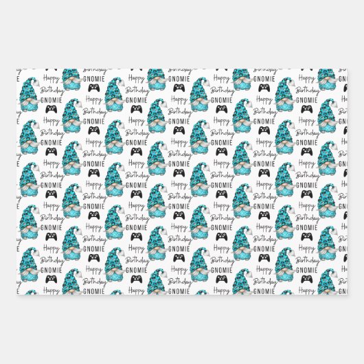 Gnome Birthday Wrapping Paper Flat Sheet Set 3 (Voorkant 2)