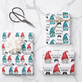 Gnome Birthday Wrapping Paper Flat Sheet Set 3