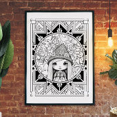 Gnome bloem Mandala volwassen kleuring Poster
