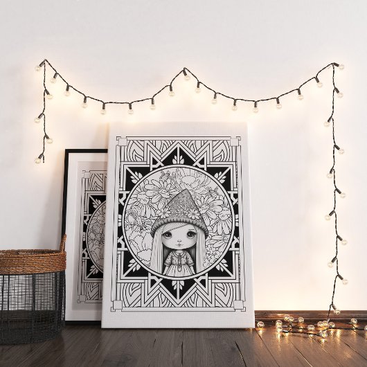 Gnome bloem Mandala volwassen kleuring Poster