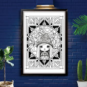 Gnome bloem Mandala volwassen kleuring Poster