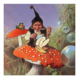 "Gnome Blowing Bubbles" door Heinrich Schlitt Foto Afdruk