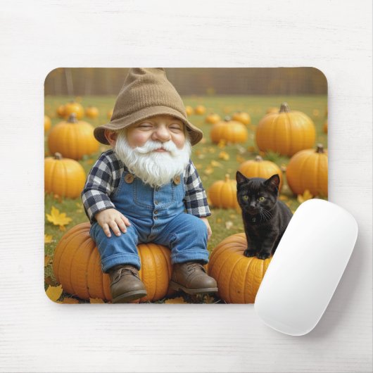 Gnome Boer Op Een Herfstpompoen Muismat (Met muis)