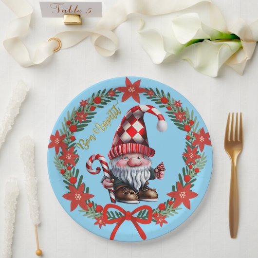 Gnome Bon Appétit Holiday Plate Papieren Bordje (Huwelijk)