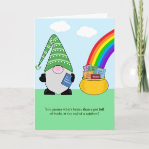 Gnome Book Lover Birthday-kaart Kaart