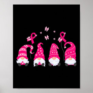 Gnome Breast Cancer Awareness Pink Ribbon Warrior Poster