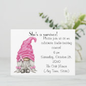 Gnome Breast Cancer Survivor Party/Fundraiser Kaart (Staand voorkant)