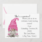 Gnome Breast Cancer Survivor Party/Fundraiser Kaart (Voorkant / Achterkant)