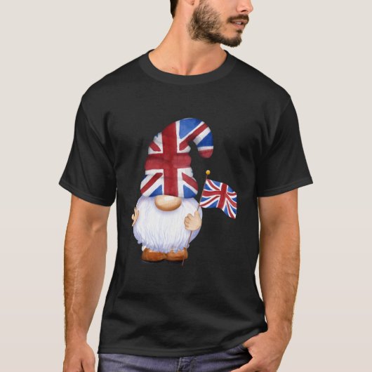 Gnome Britse vlag Koning Charles Kroning T-shirt (Voorkant)