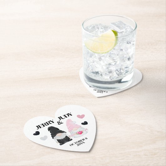 Gnome bruid en bruidegom kartonnen onderzetters (Insitu)