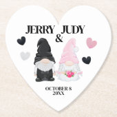 Gnome bruid en bruidegom kartonnen onderzetters (Voorkant)