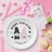 Gnome bruid en bruidegom papieren bordje (Feest)