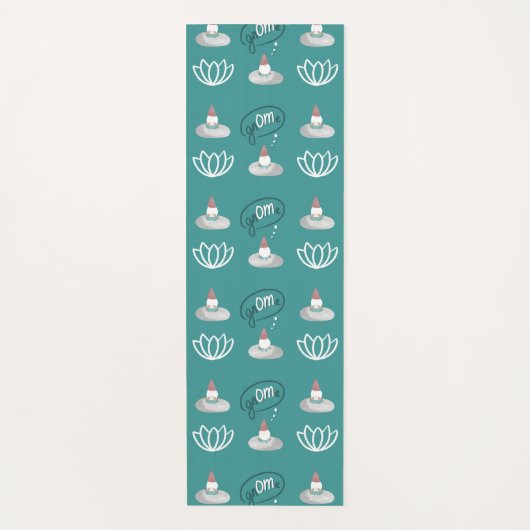 Gnome Buns & Puns "gnOMe" White Lotus Pattern Blau Yogamat (Voorkant)