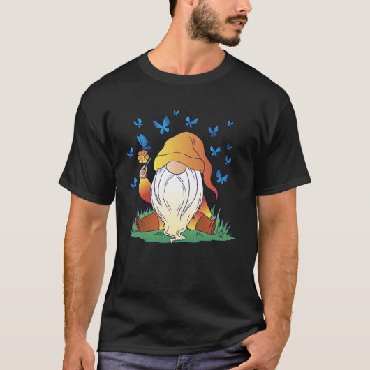 Gnome Butterfly Spring Flower Summer Gnomes T-shirt (Voorkant)