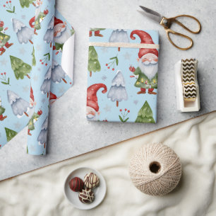 Gnome-cadeaupapier Lichtblauw Aquarel Cadeaupapier