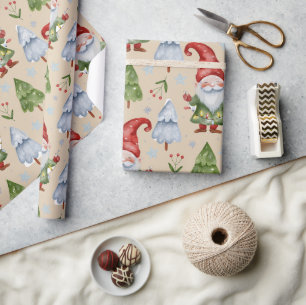 Gnome-cadeaupapier lichtbruin tan aquarel cadeaupapier