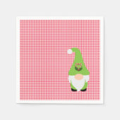 Gnome Candy Cane Hart Kerst Feestelijke Vakantie Servet (Voorkant)