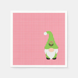 Gnome Candy Cane Hart Kerst Feestelijke Vakantie Servet