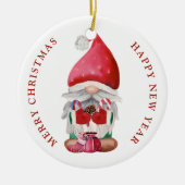Gnome Candy Cane Pine Cone Keramisch Ornament (Voorkant)