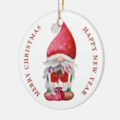 Gnome Candy Cane Pine Cone Keramisch Ornament (Links)