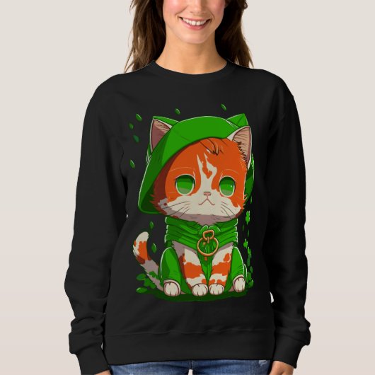 Gnome Cat St Patricks Day Kids Toddler Girl Boy  2 Trui (Voorkant)