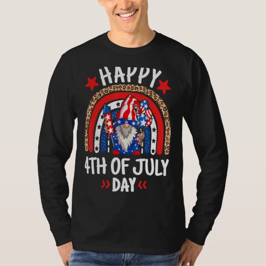 Gnome Celebrating Independence Usa Day Happy 4th O T-shirt (Voorkant)